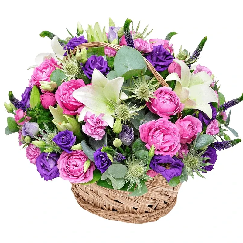 Корзина с цветами Сладкий поцелуй